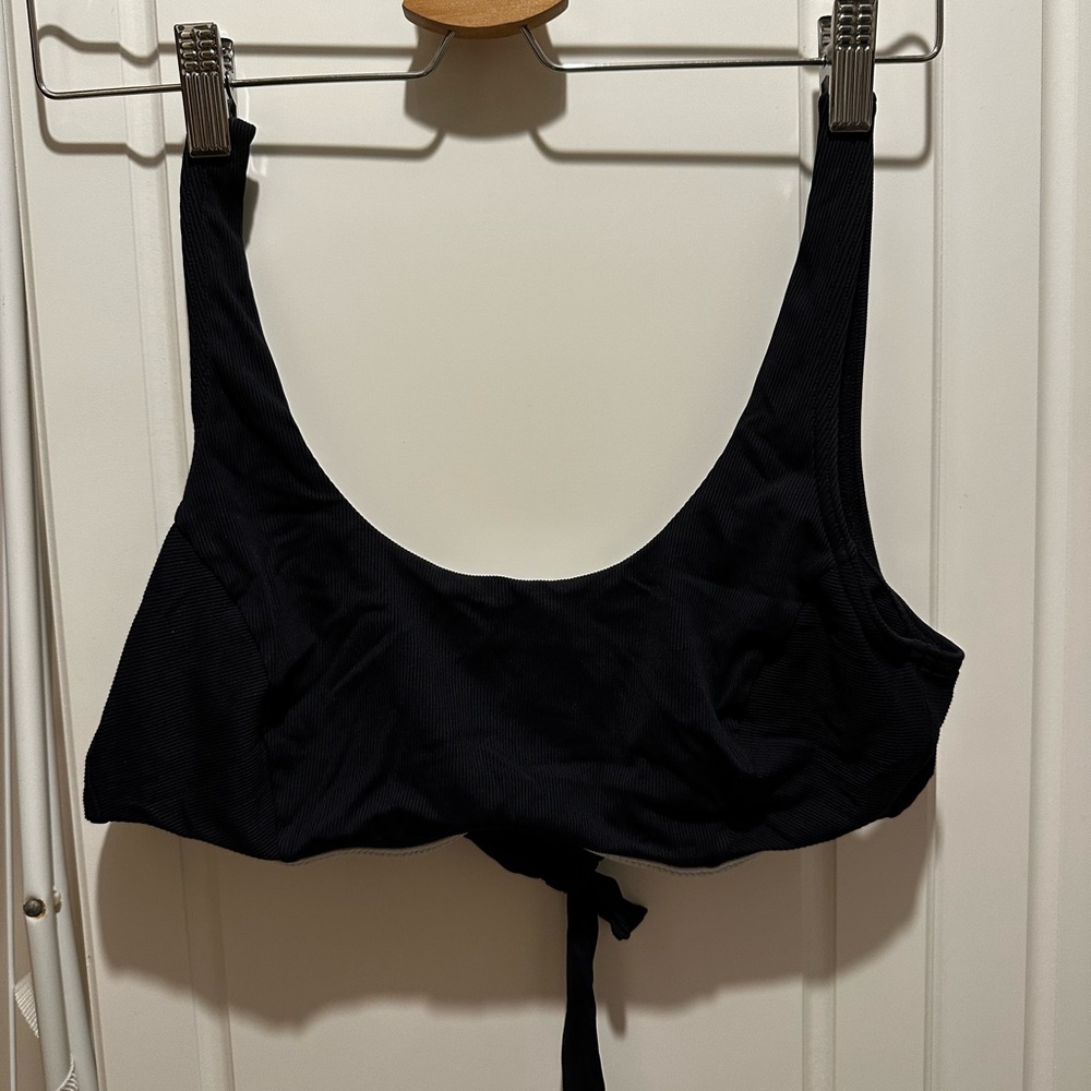 Prana Black Ribbed Tie-Back Bikini Top
